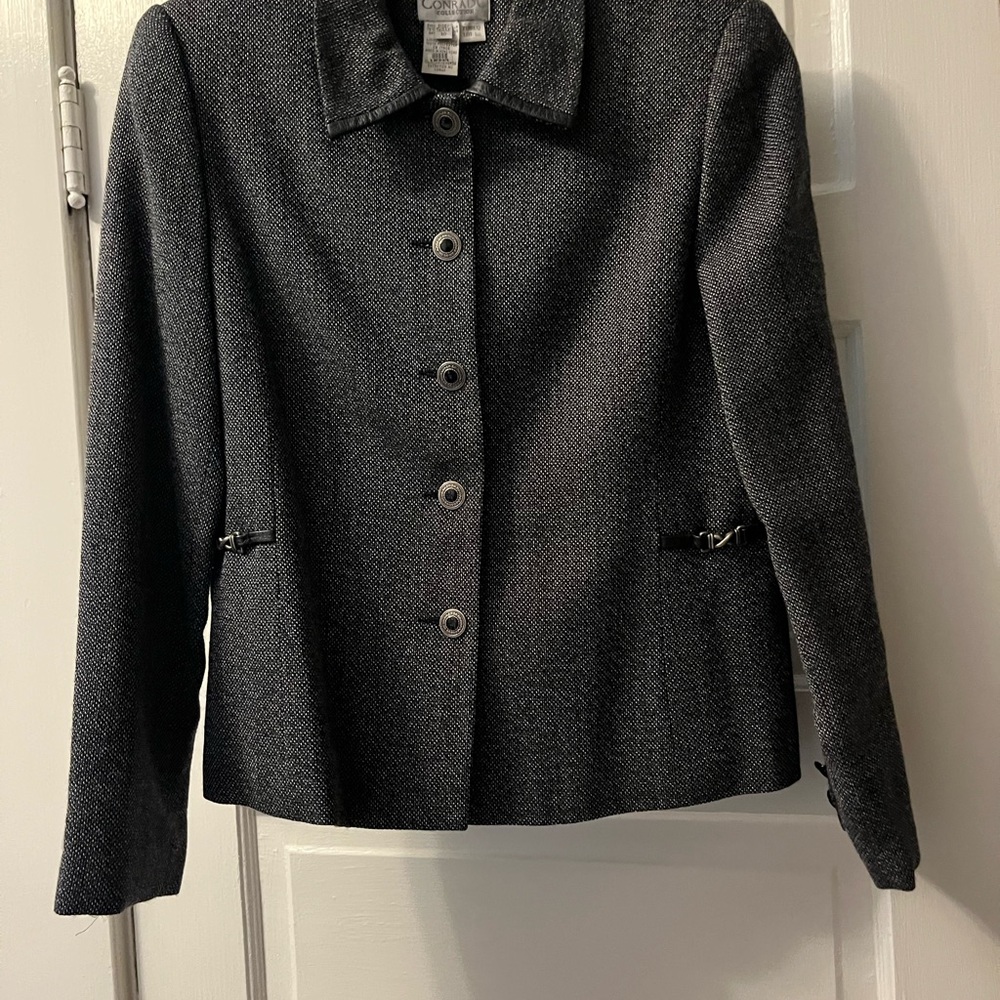 Conrad C black and white tweed jacket, size 10 P
